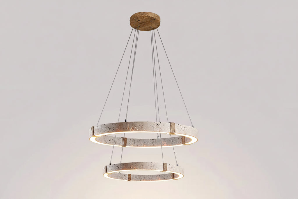 Aro | Circular Travertine Pendant Chandelier
