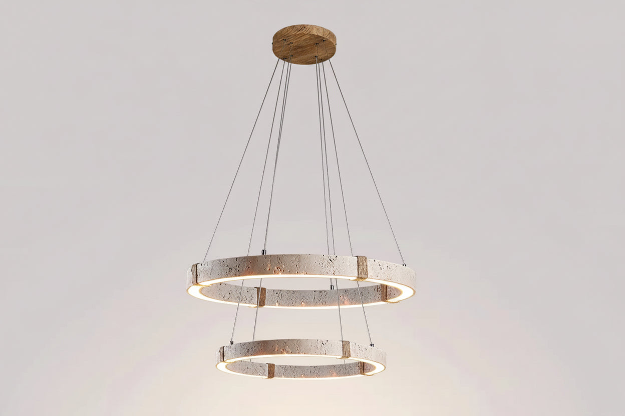 Aro | Circular Travertine Pendant Chandelier