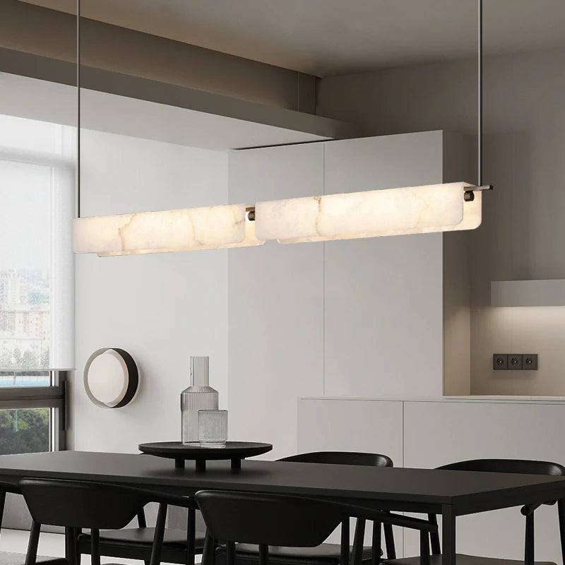Ersilia | Rectangular Alabaster Linear Chandelier
