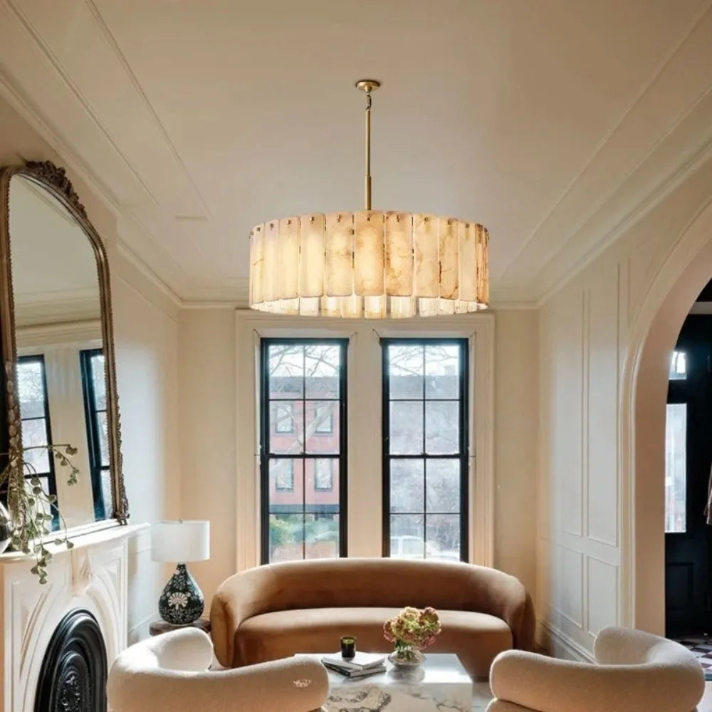 Emilia | Round Marble Hanging Chandelier