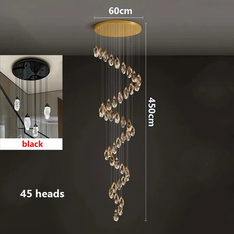 Modern home decoration crystal chandelier, stair Pendant lamp, living room Pendant lights, interior lighting