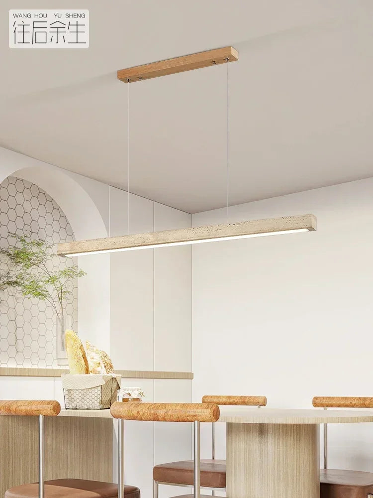 Adalgisa | Wood and Travertine Linear Chandelier
