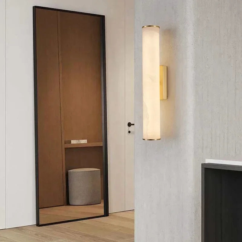 Colette | Alabaster and Brass Wall Sconce