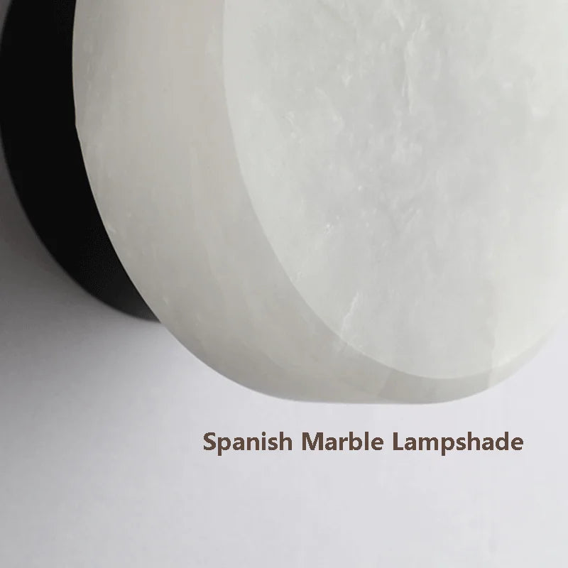 Luxurious Spanish Natural Marble Round Wall Lamp – Nordic Modern LED Wall Light for Living Room, Bedroom, Hallway & Corridor – High-End Fixture