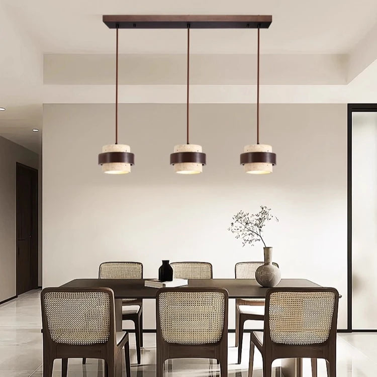 Njord | Wood & Travertine LED Pendant Light