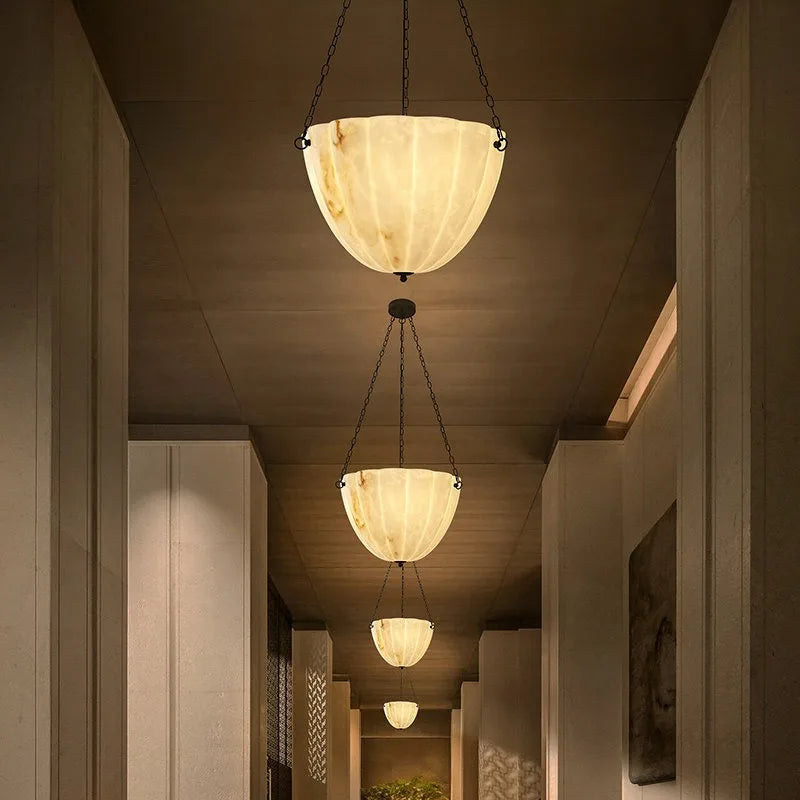 Guiomar | Alabaster Round Kitchen Island Pendant