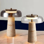 Beatriz | Travertine Mushroom Table Lamp