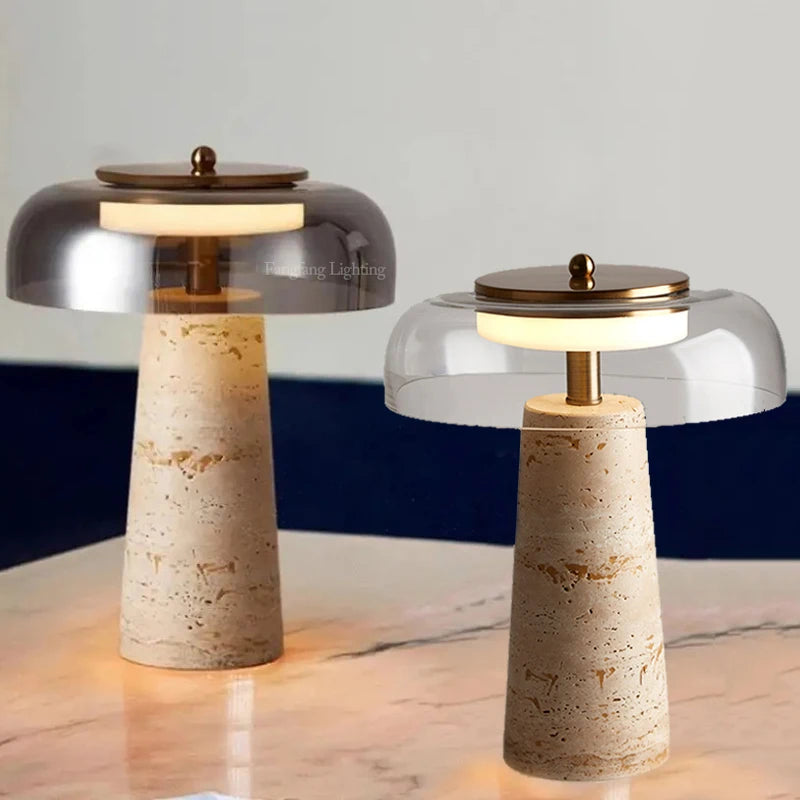 Beatriz | Travertine Mushroom Table Lamp