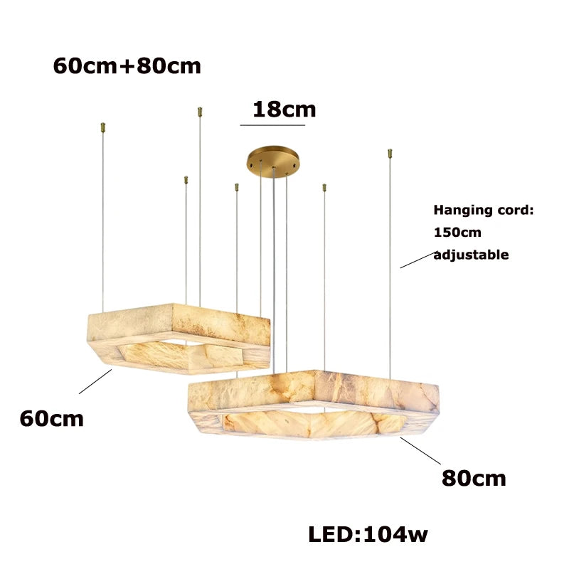 Amália | Alabaster 3-Ring Marble Chandelier