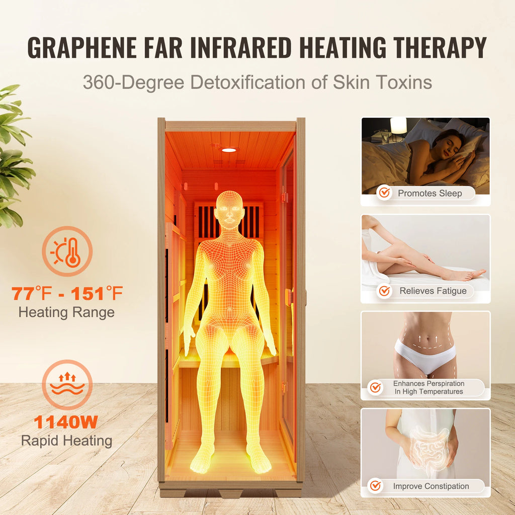 One-Person Infrared Wooden Sauna - Your Personal Home Spa Retreat