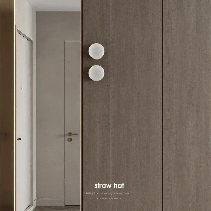 Luxurious Spanish Natural Marble Round Wall Lamp – Nordic Modern LED Wall Light for Living Room, Bedroom, Hallway & Corridor – High-End Fixture