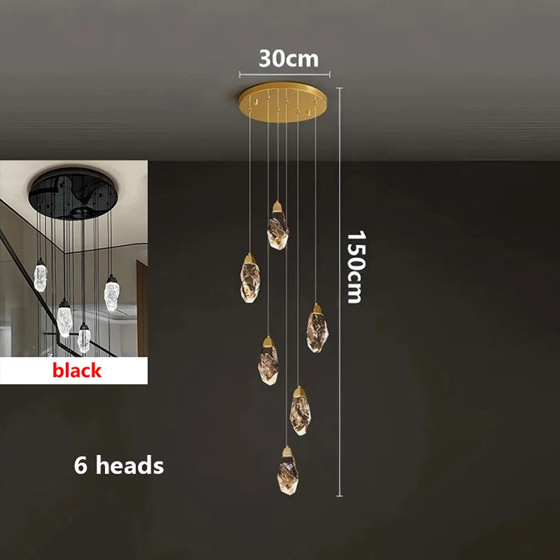 Modern home decoration crystal chandelier, stair Pendant lamp, living room Pendant lights, interior lighting
