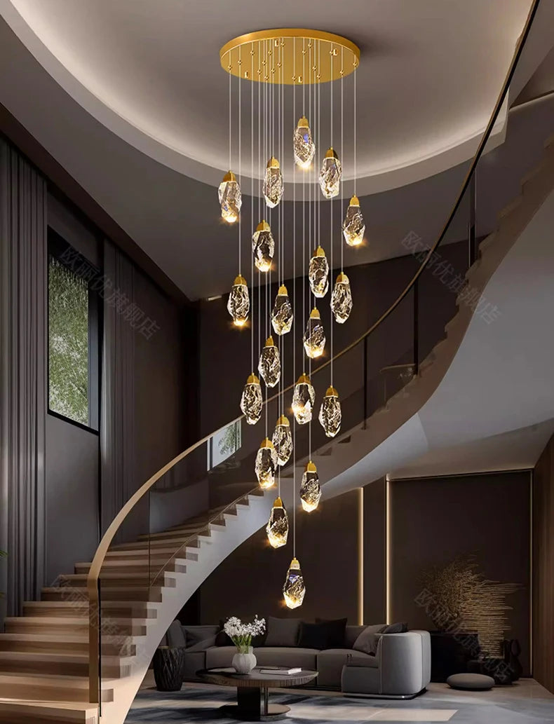 Modern home decoration crystal chandelier, stair Pendant lamp, living room Pendant lights, interior lighting