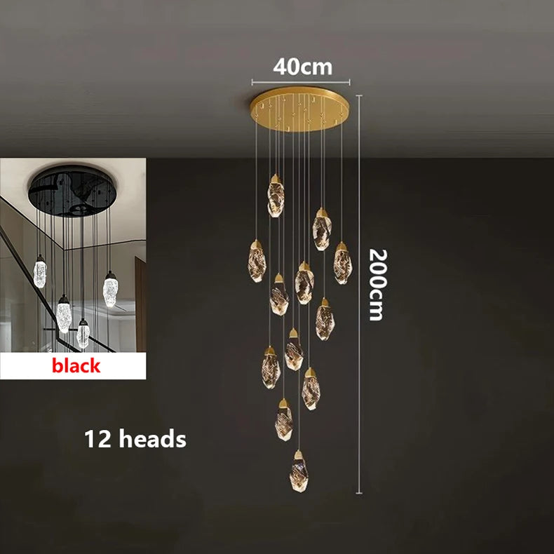 Modern home decoration crystal chandelier, stair Pendant lamp, living room Pendant lights, interior lighting