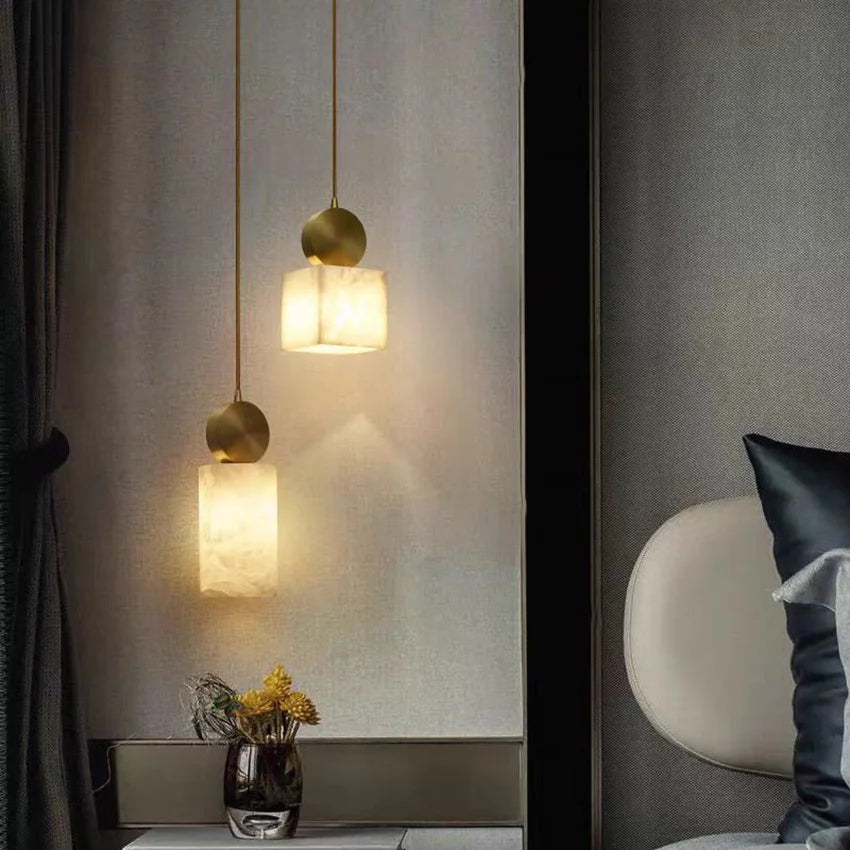 Artemis | Alabaster & Copper Pendant Light