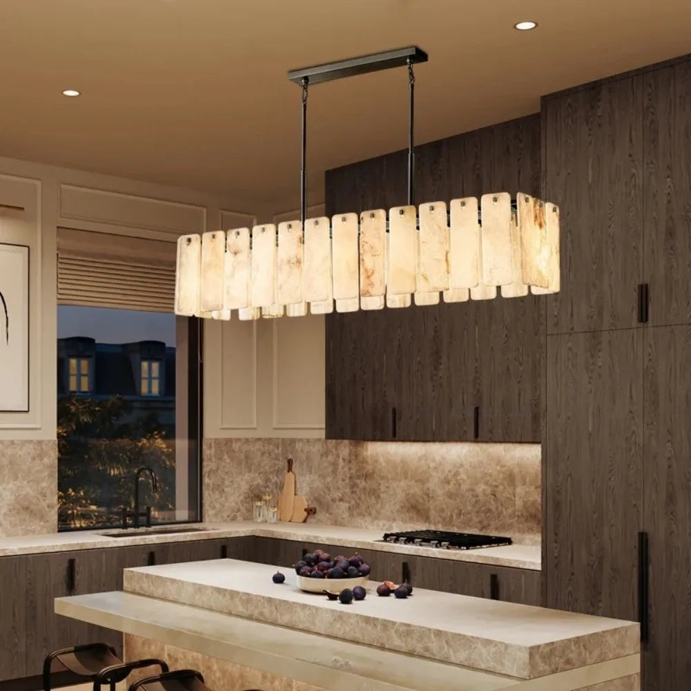 Emilia | Round Marble Hanging Chandelier