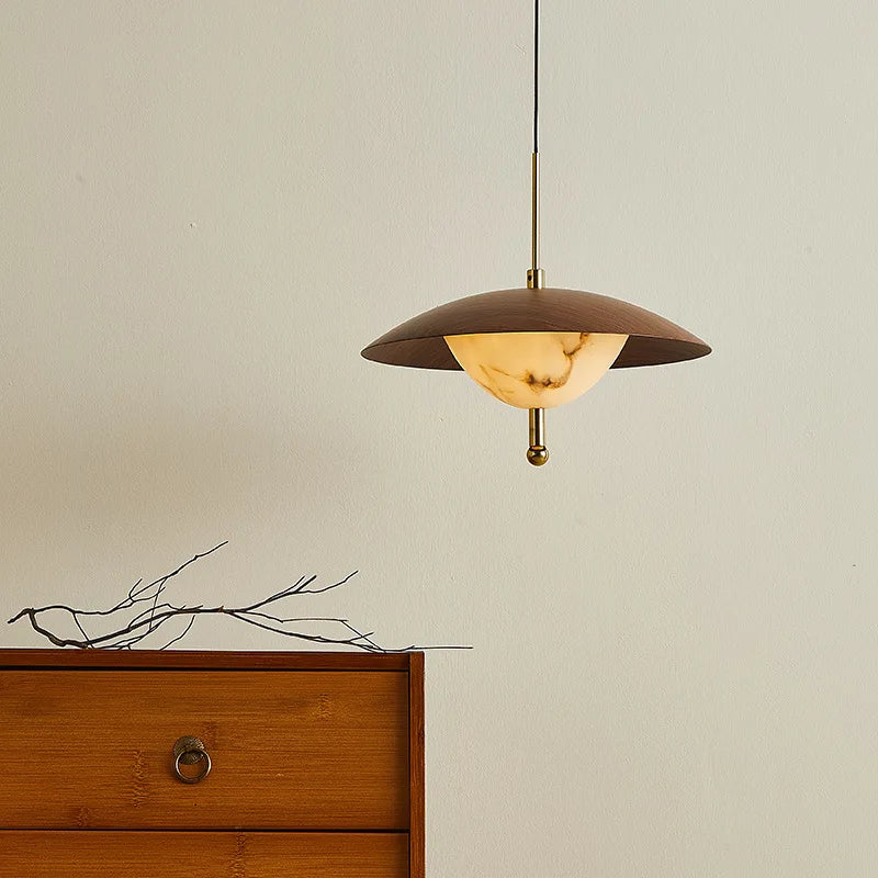 Sabina | Marble Effect Wood Pendant