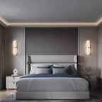 Post-Modern Oval Copper & Natural Marble Wall Lamp Sconce