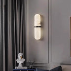 Post-Modern Oval Copper & Natural Marble Wall Lamp Sconce