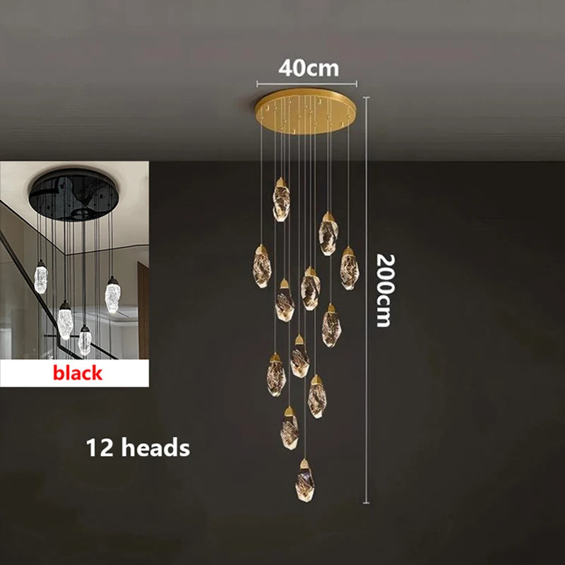 Modern home decoration crystal chandelier, stair Pendant lamp, living room Pendant lights, interior lighting