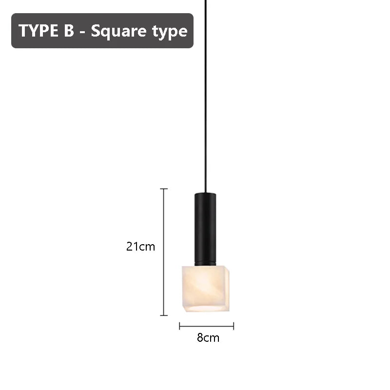 Marble Effect Pendant Chandelier – Modern Compact Ceiling Light for Living Room, Hallway, Bedroom & Bar | Simple, Elegant Bedside Lighting