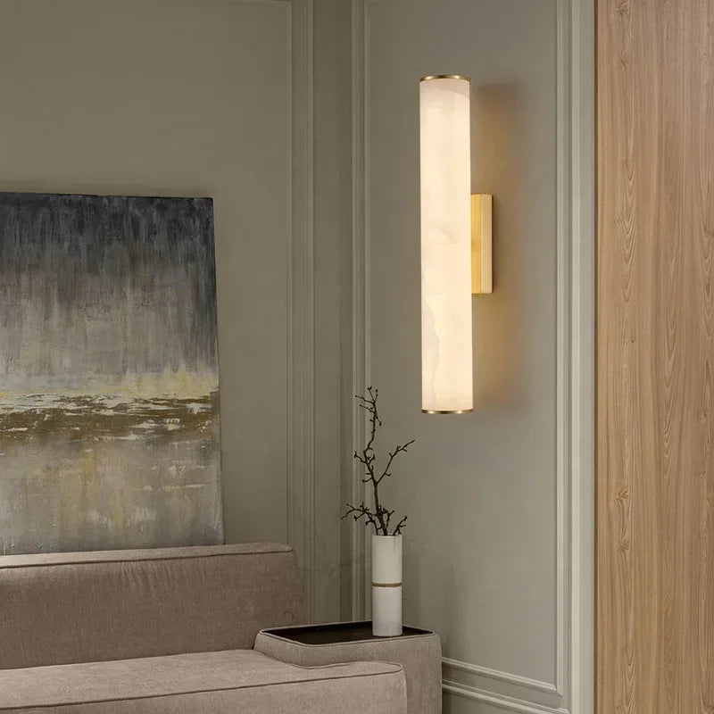 Colette | Alabaster and Brass Wall Sconce