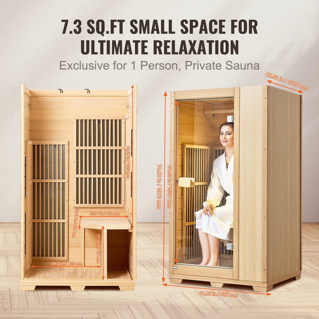 One-Person Infrared Wooden Sauna - Your Personal Home Spa Retreat