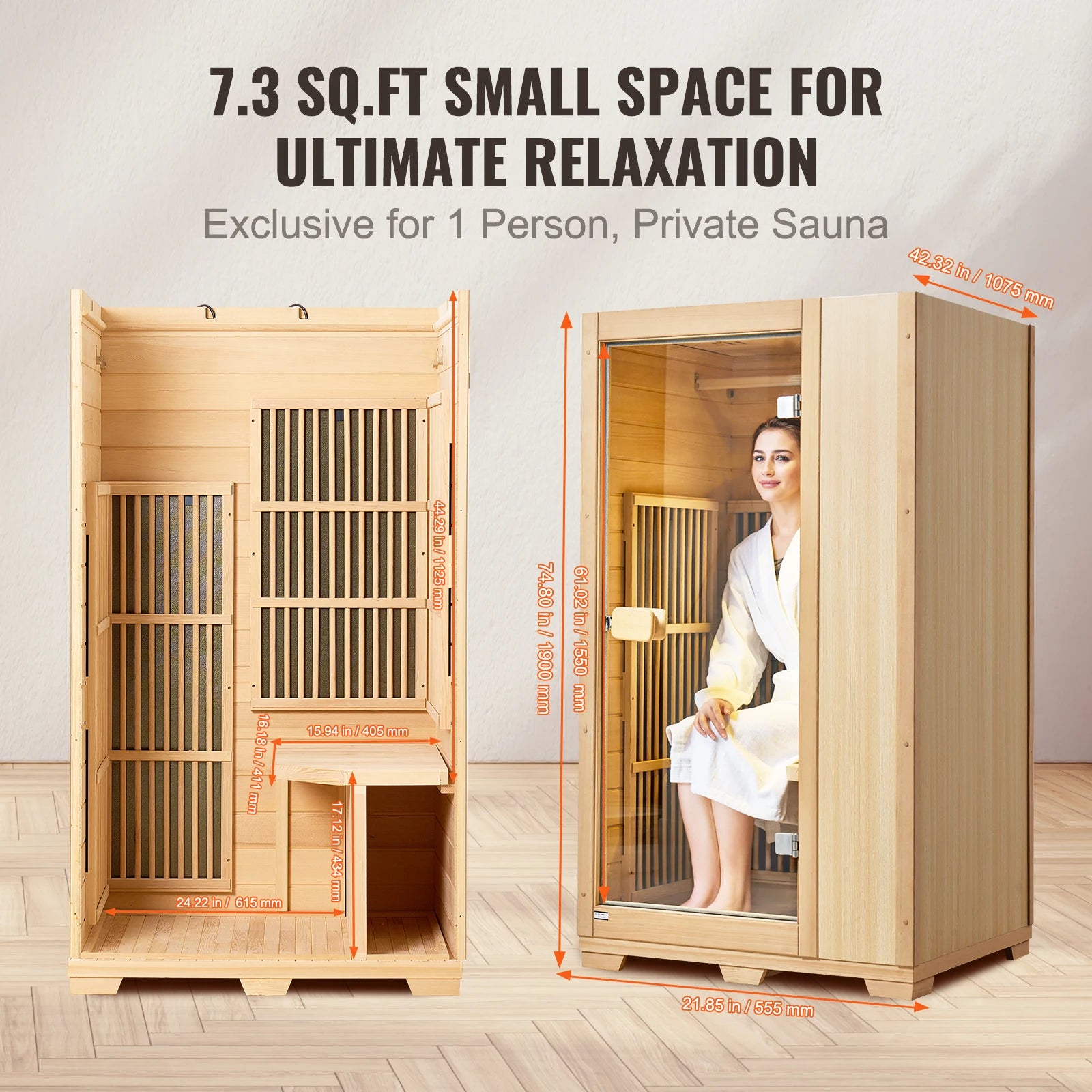 One-Person Infrared Wooden Sauna - Your Personal Home Spa Retreat