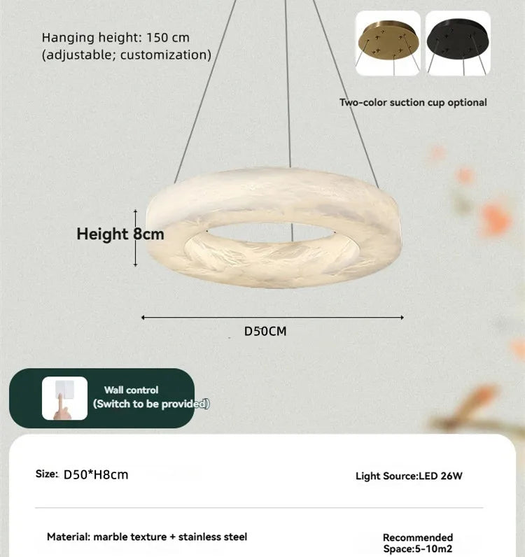 Phoebe | Alabaster Round Chandelier