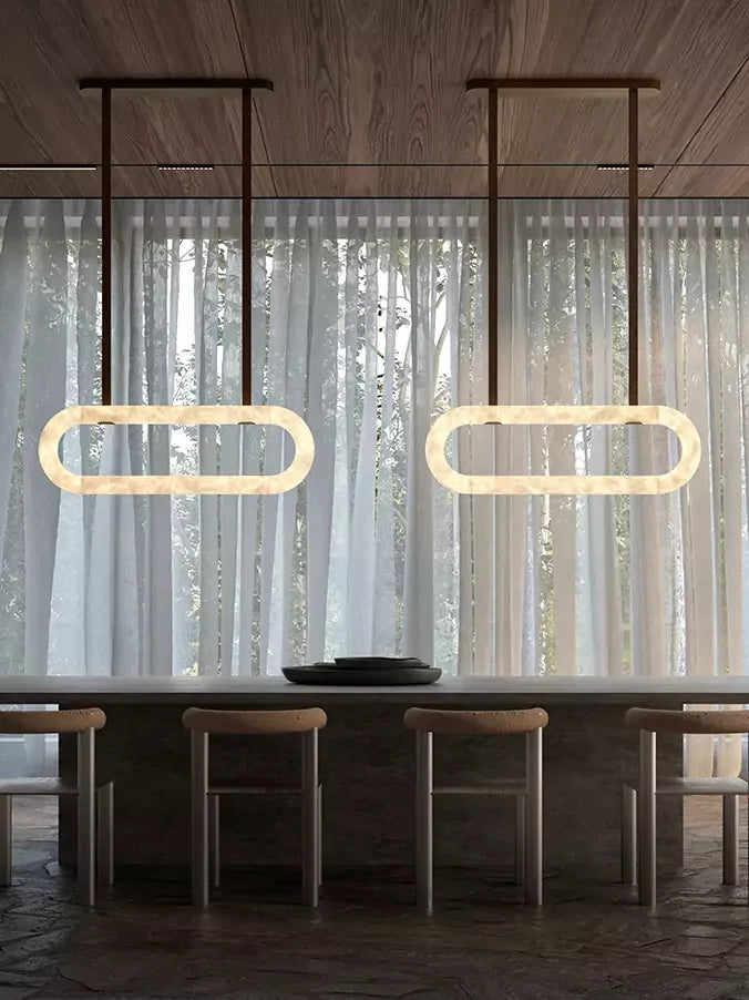 Margaux | Alabaster Linear Chandelier for Dining Tables