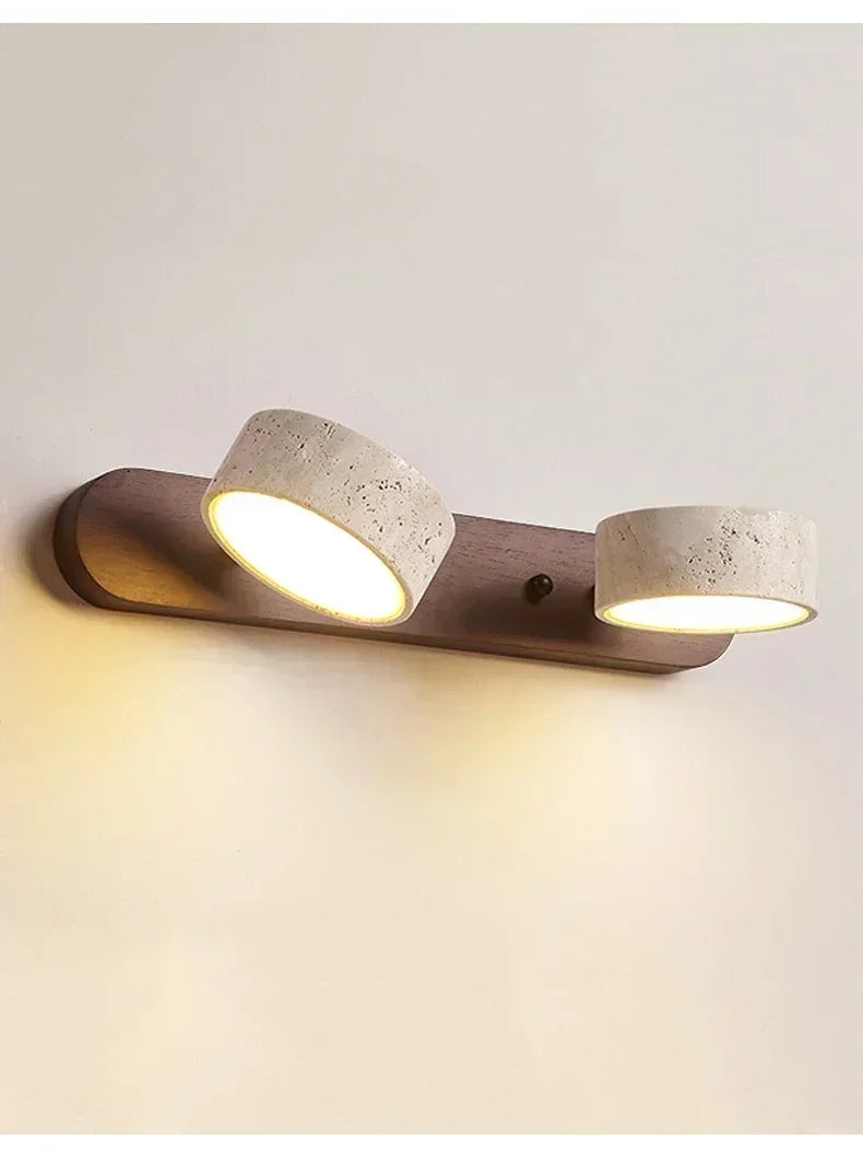 Gemela | Rotatable Travertine Duo Vanity Wall Light