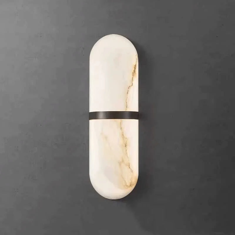 Oval Copper & Natural Marble Wall Lamp – Post-Modern Sconce for Living Room, Hotel & Bedroom – Minimalist, New-Style Lighting Fixture