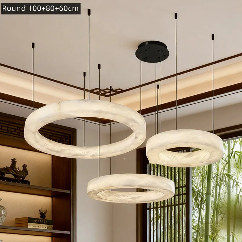 Phoebe | Alabaster Round Chandelier