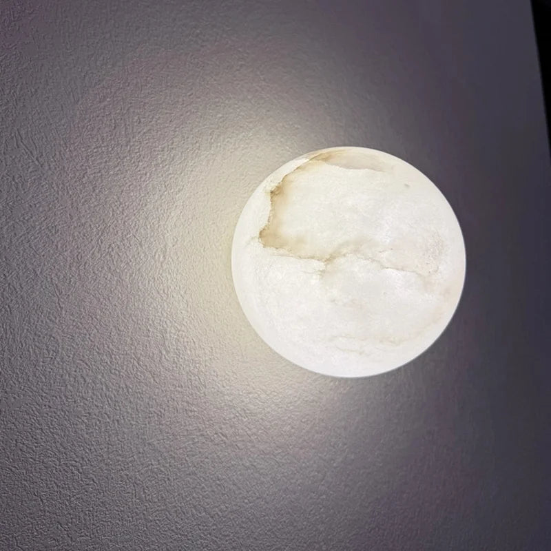 Rhea | Round Natural Marble Wall Lamp