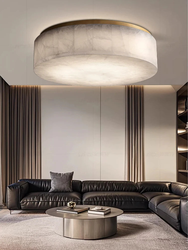 Aurore | Alabaster & Copper Round Ceiling Lamp