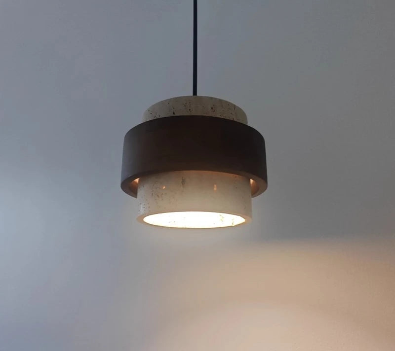 Njord | Wood & Travertine LED Pendant Light