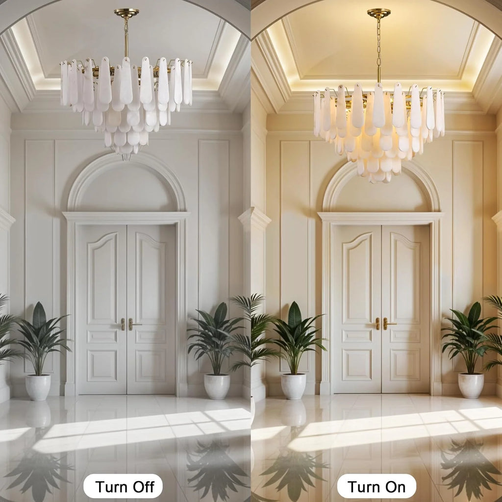 Bibiana | Round Alabaster and Brass Chandelier