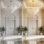 Bibiana | Round Alabaster and Brass Chandelier
