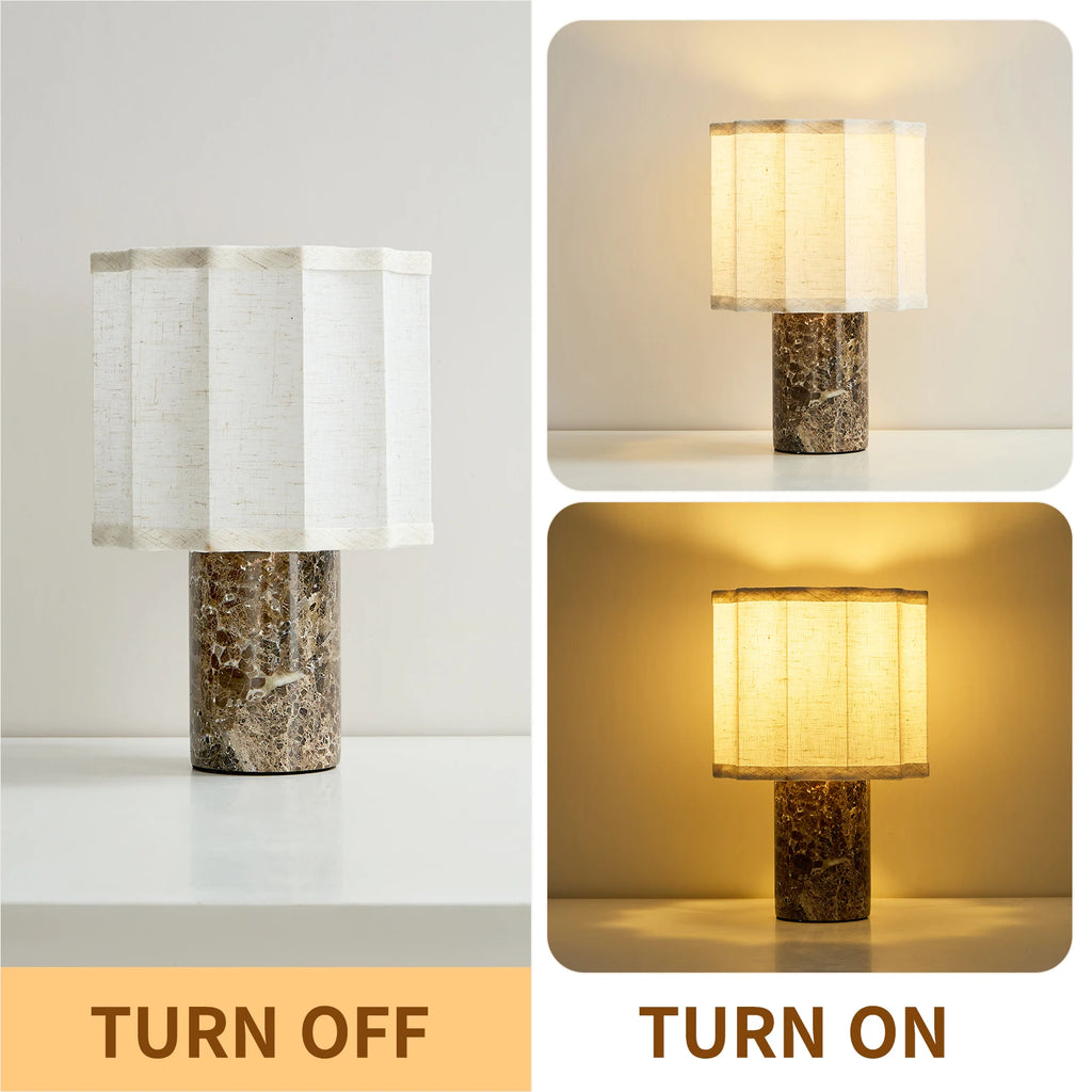 Ione | Marble & Fabric Table Lamp