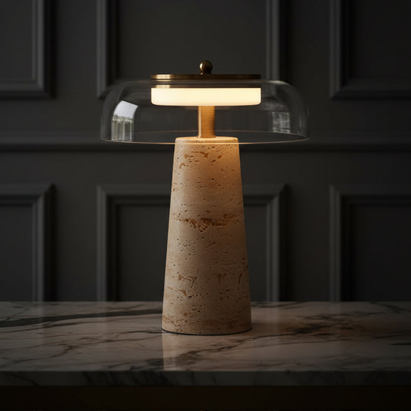 Beatriz | Travertine Mushroom Table Lamp
