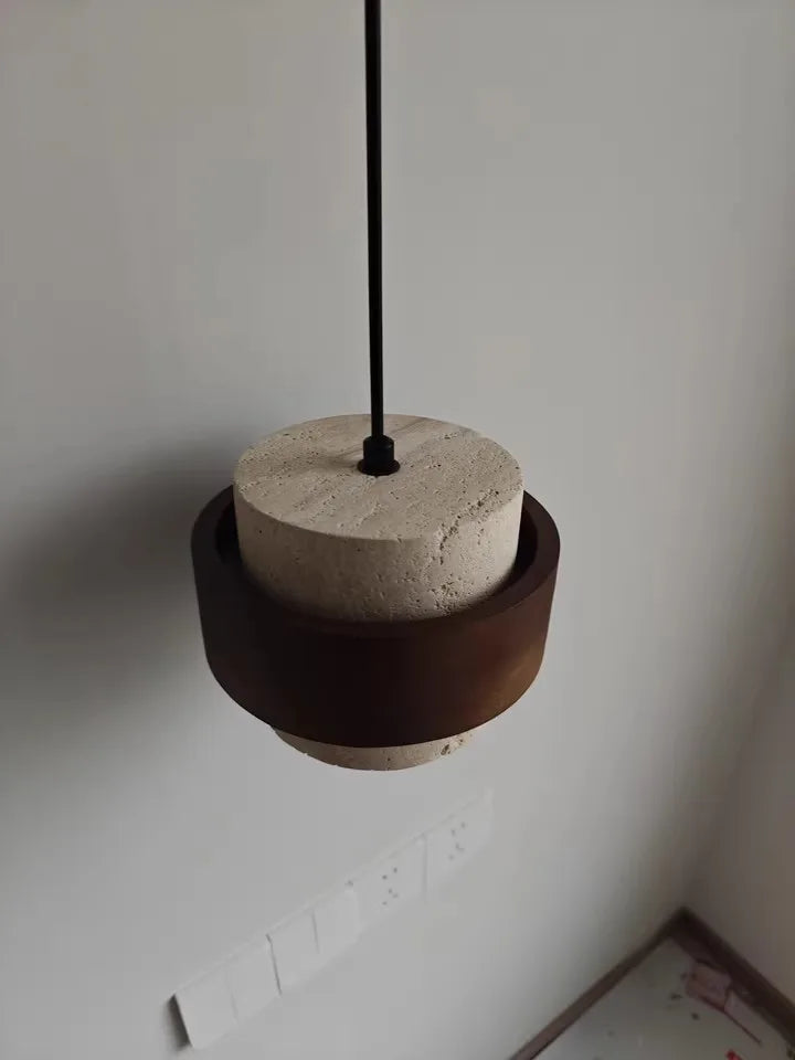 Njord | Wood & Travertine LED Pendant Light