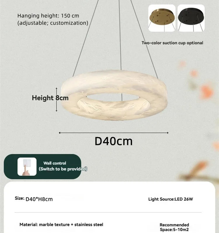 Phoebe | Alabaster Round Chandelier