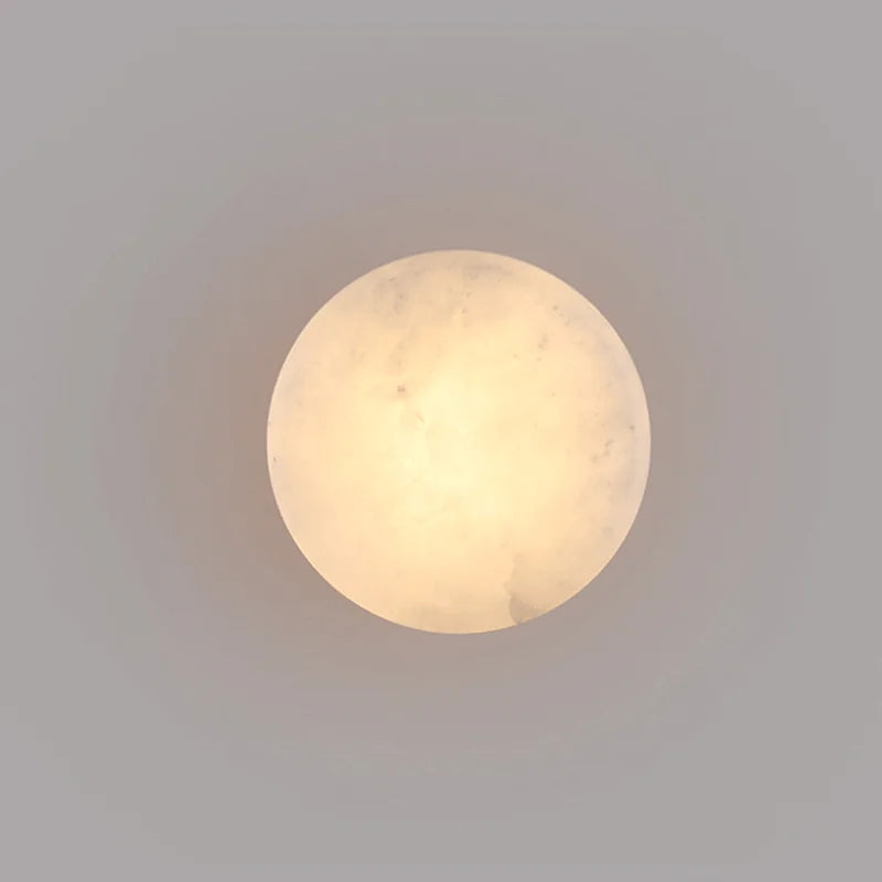 Luxurious Spanish Natural Marble Round Wall Lamp – Nordic Modern LED Wall Light for Living Room, Bedroom, Hallway & Corridor – High-End Fixture