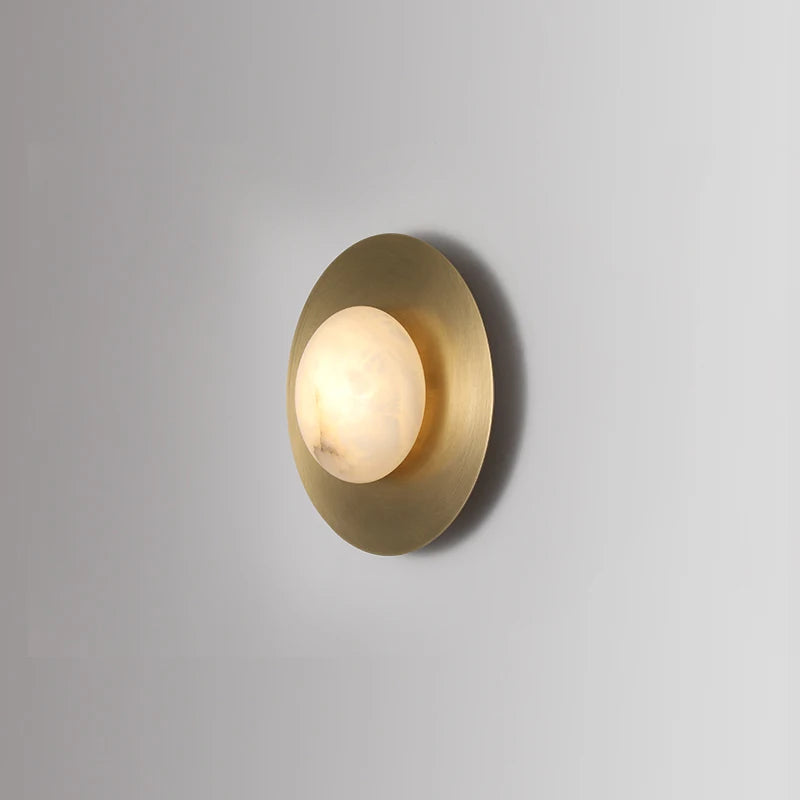 Renata | Marble and Brass Round Wall Sconce