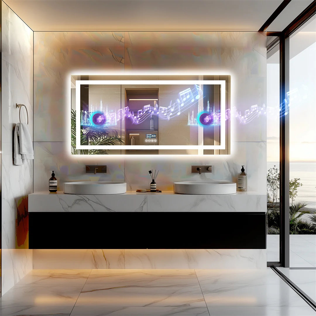 Bluetooth-Enabled Illuminated Rectangle Vanity Mirror for the Bathroom