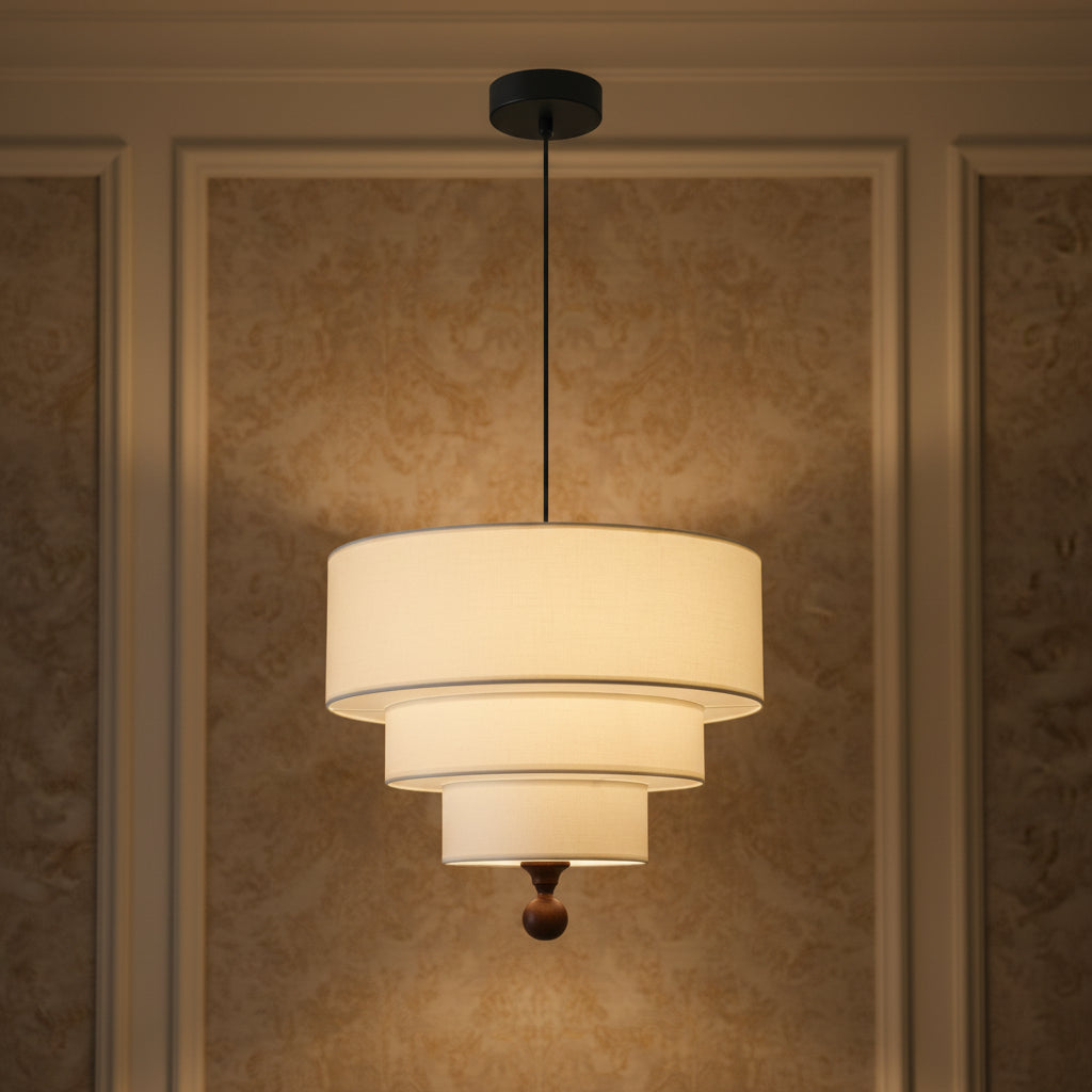 Marcia | Fabric and Wood Chandelier