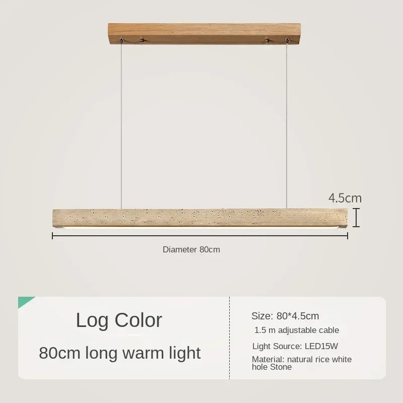 Adalgisa | Wood and Travertine Linear Chandelier