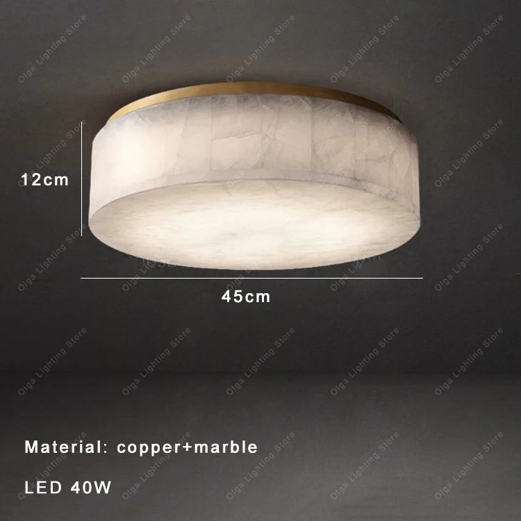 Aurore | Alabaster & Copper Round Ceiling Lamp