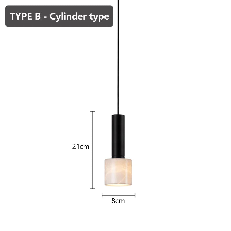 Marble Effect Pendant Chandelier – Modern Compact Ceiling Light for Living Room, Hallway, Bedroom & Bar | Simple, Elegant Bedside Lighting