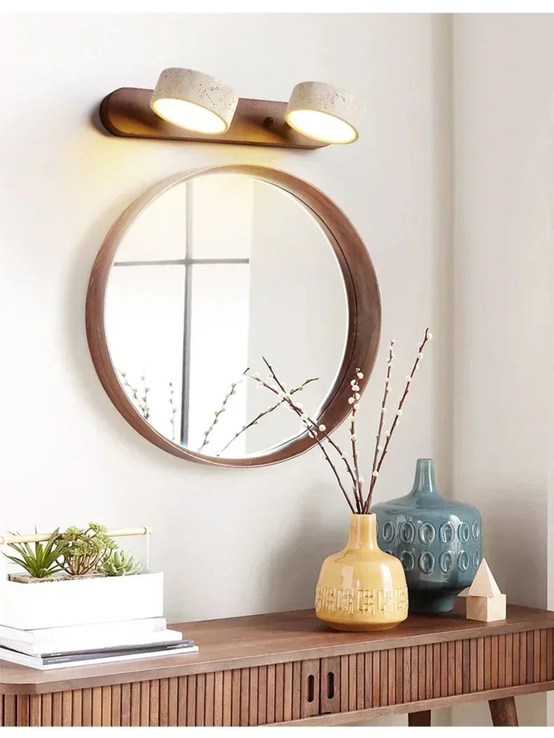 Gemela | Rotatable Travertine Duo Vanity Wall Light